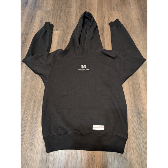 Mitchell & Ness Hoodie Pullover Embroidered Logo Black Sweatshirt - Picture 1 of 6